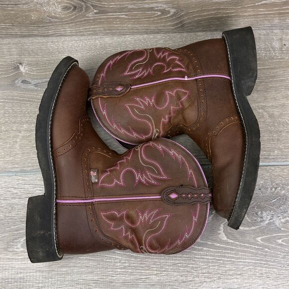 Justin Gypsy Gemma Brown Leather Women’s Sz 9B Western Round Toe Cowgirl Boots - Picture 10 of 13